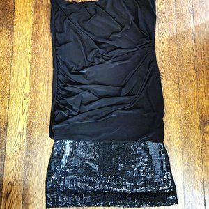 Tatoo Black Mixed Media Strapless Tunic or Micro Mini Dress - M